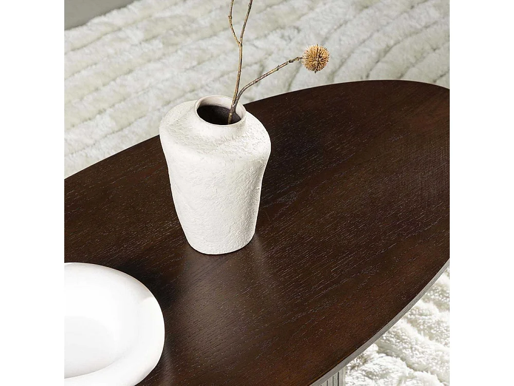 Table Basse Design Nervuré "Bianca" 120cm Marron