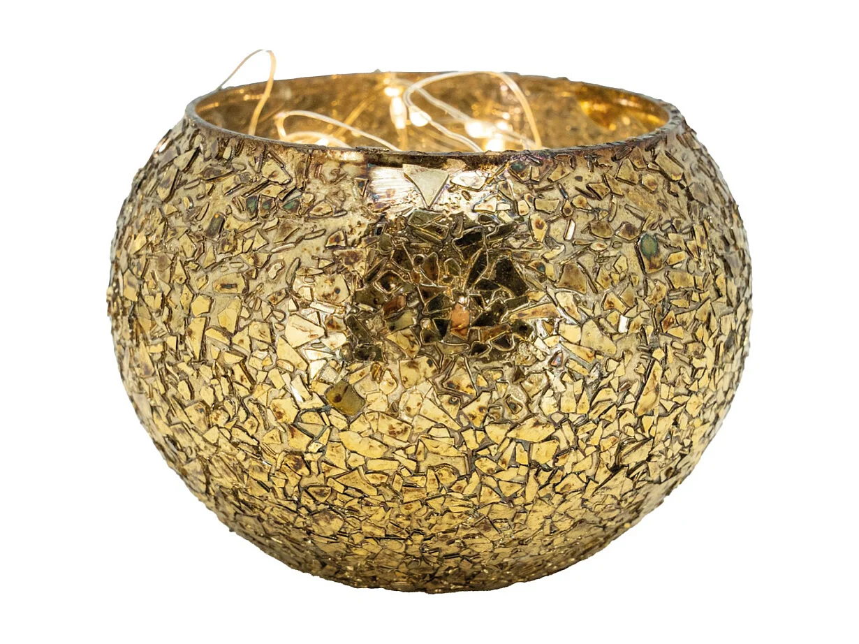 Photophores en verre doré (Lot de 6) Boule