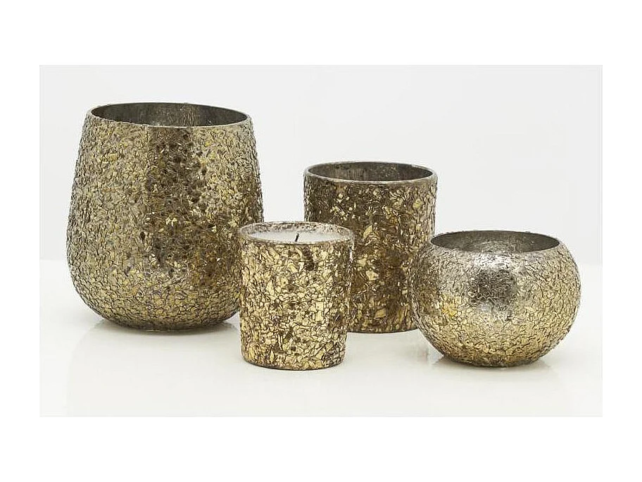 Photophores en verre doré (Lot de 6) Boule