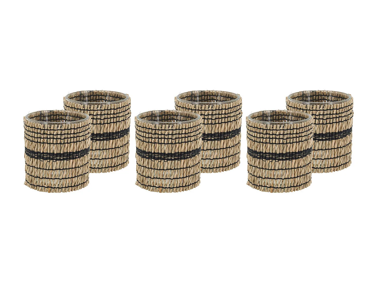 Photophore en verre et jonc Lot de 6