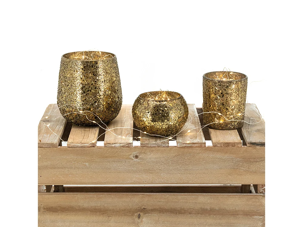 Photophore en verre doré (Lot de 4) Droit