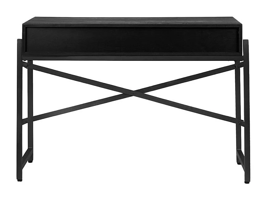 Console 105 cm caisson bois noir ajourée et pieds métal noir - MICHEL