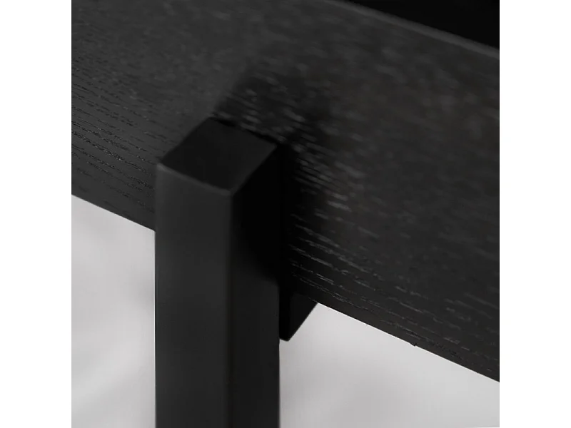 Console 105 cm caisson bois noir ajourée et pieds métal noir - MICHEL