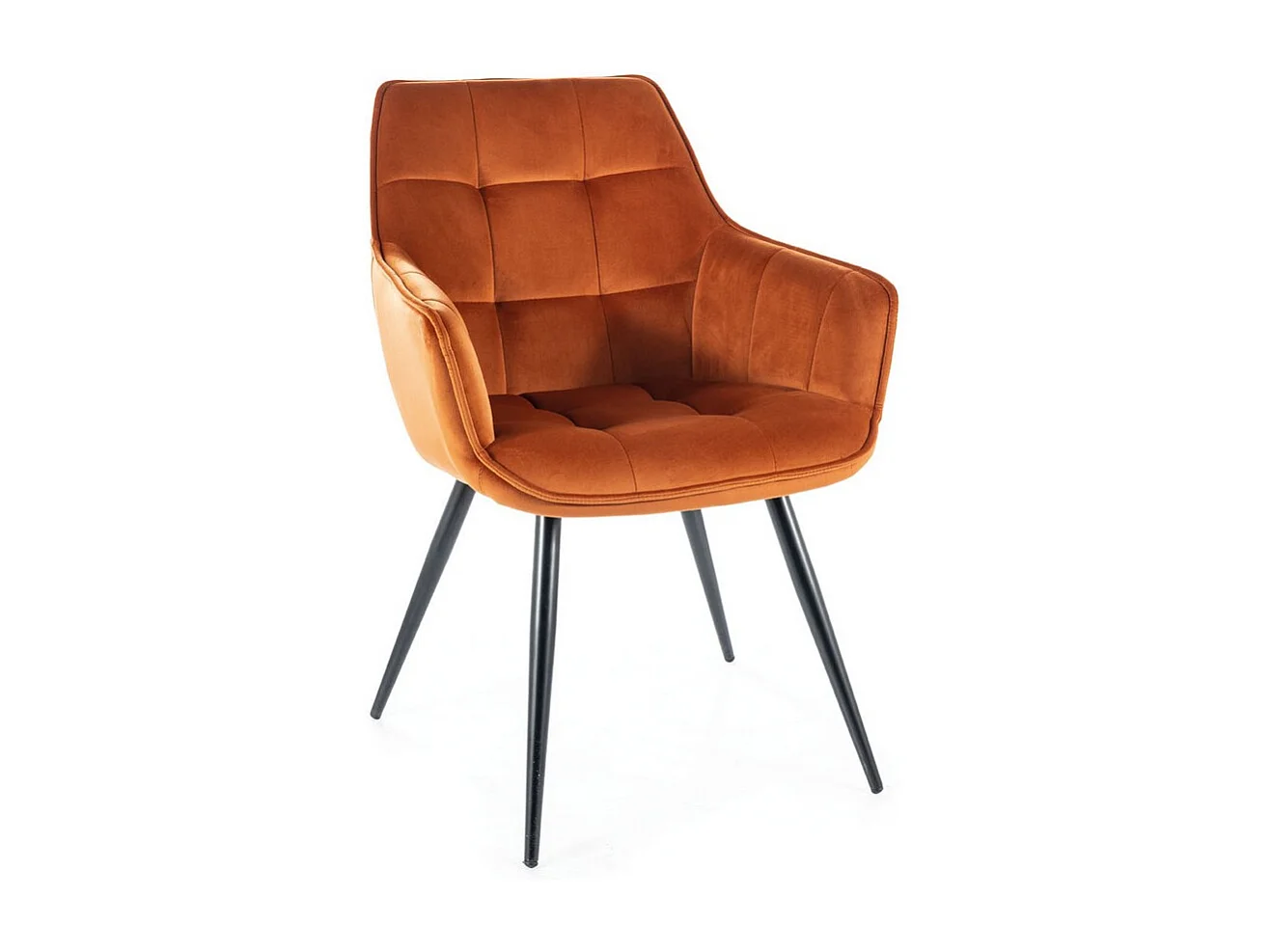 Sedia design Deli in metallo nero e velluto color cannella