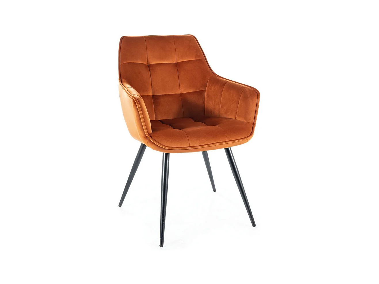 Chaise design métal noir et velours cannelle Deli