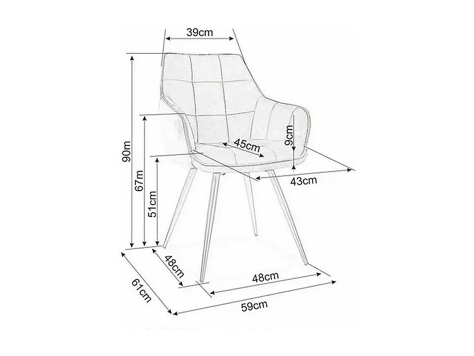 Chaise design métal noir et velours cannelle Deli