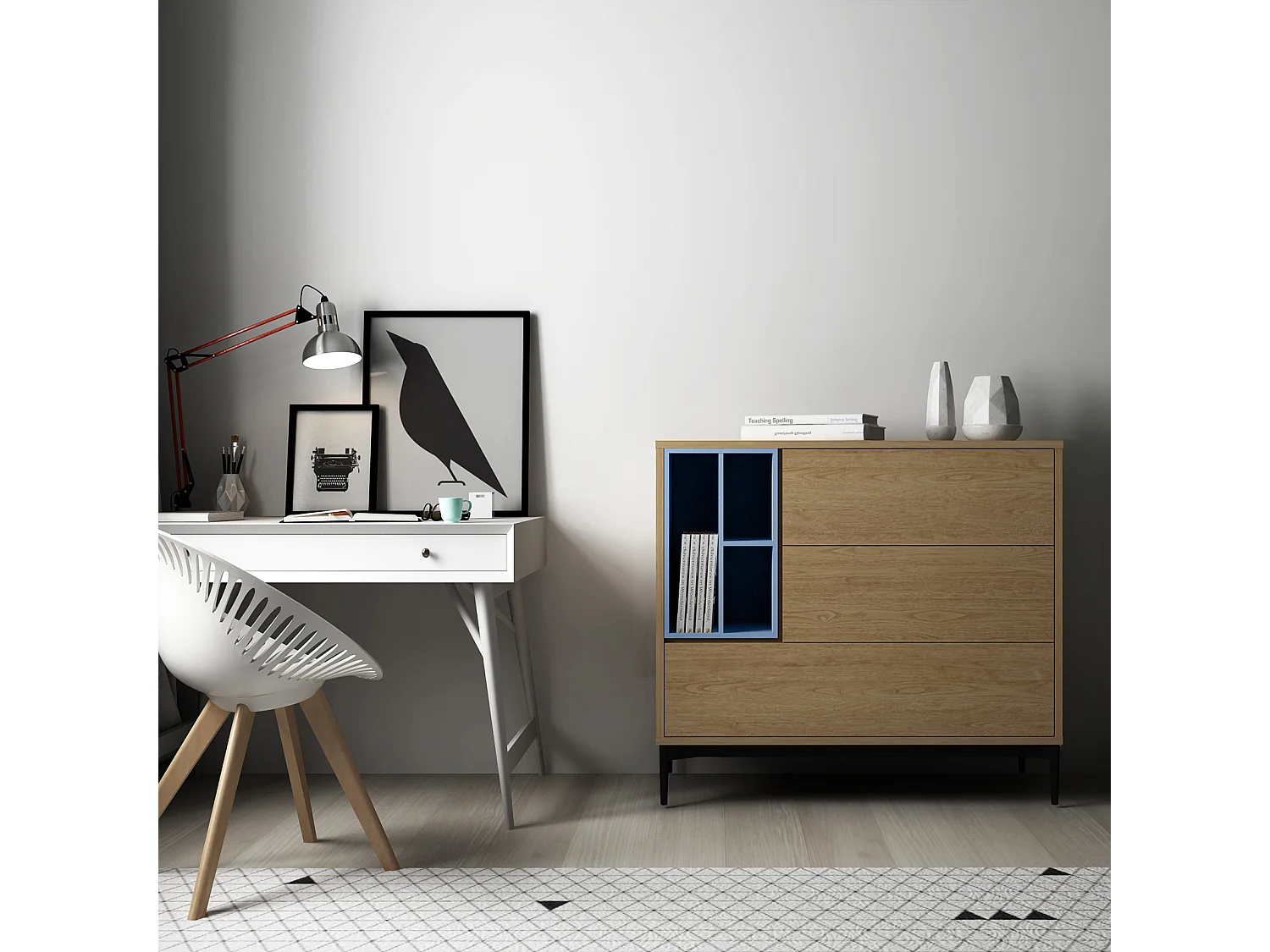 Credenza Pärumm Onnie Blue 103x40x95 cm Legno Laccato