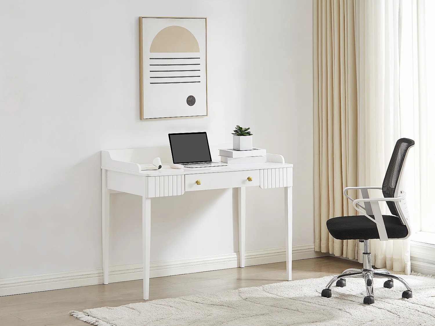 Konsolenschreibtisch mit 1 Schublade - MDF - Weiß matt - RENEVI von Pascal Morabito