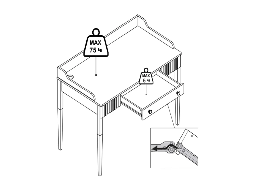 Consolebureau met 1 lade - Mdf - Mat wit - RENEVI van Pascal Morabito