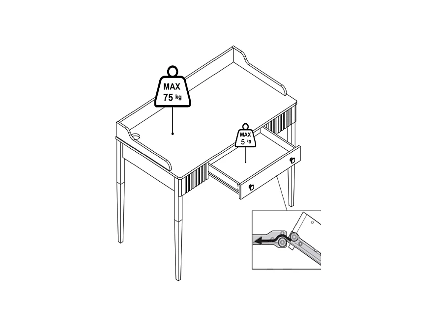 Escritorio consola con 1 cajón - MDF - Blanco mate - RENEVI de Pascal Morabito