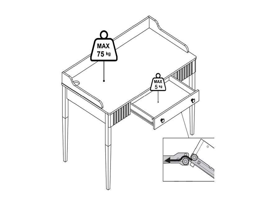 Escritorio consola con 1 cajón - MDF - Blanco mate - RENEVI de Pascal Morabito