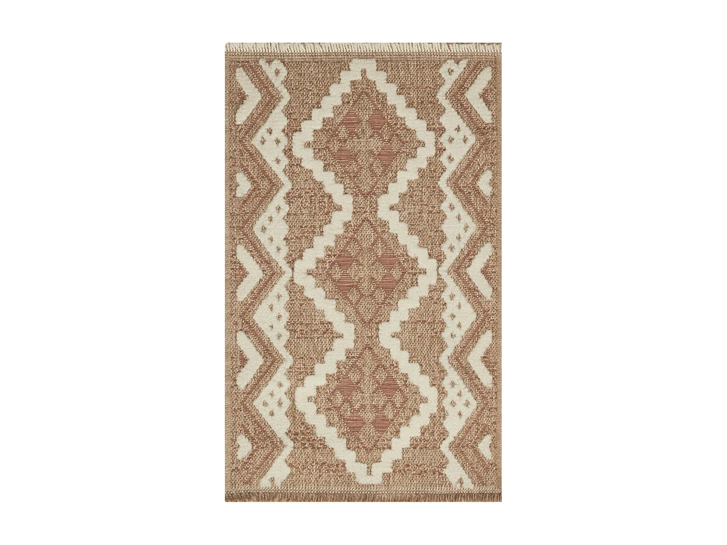 Tapis extérieur 60x90 tissé kilim marron et rouge ZEPHYR