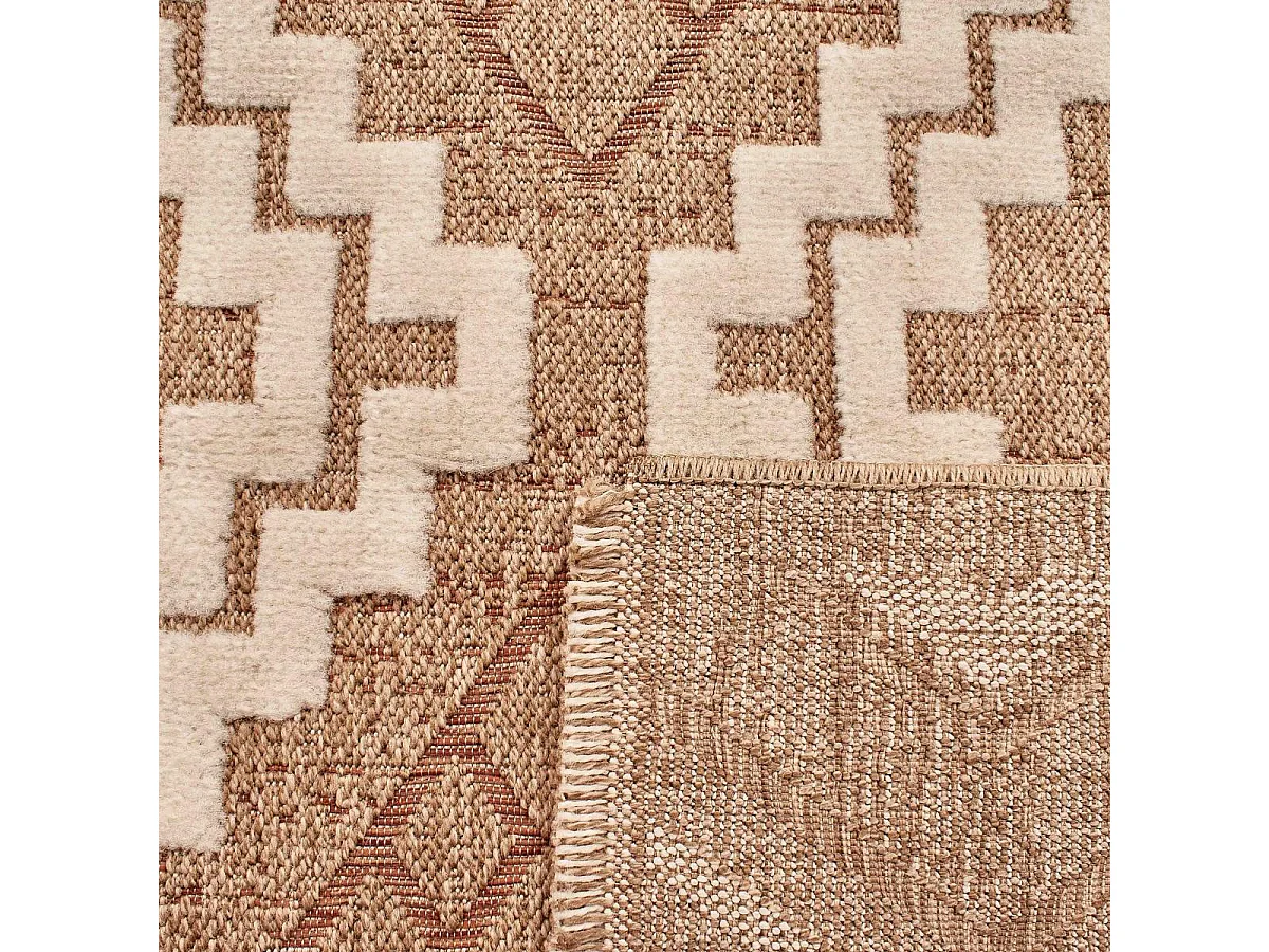 Tapis extérieur 60x90 tissé kilim marron et rouge ZEPHYR