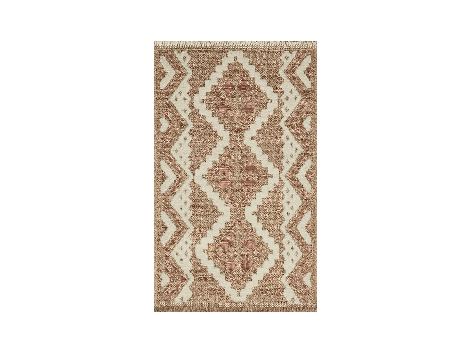 Tapis extérieur 60x90 tissé kilim marron et rouge ZEPHYR