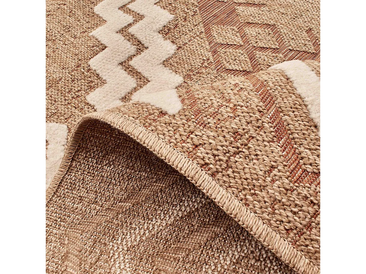 Tapis extérieur 60x90 tissé kilim marron et rouge ZEPHYR