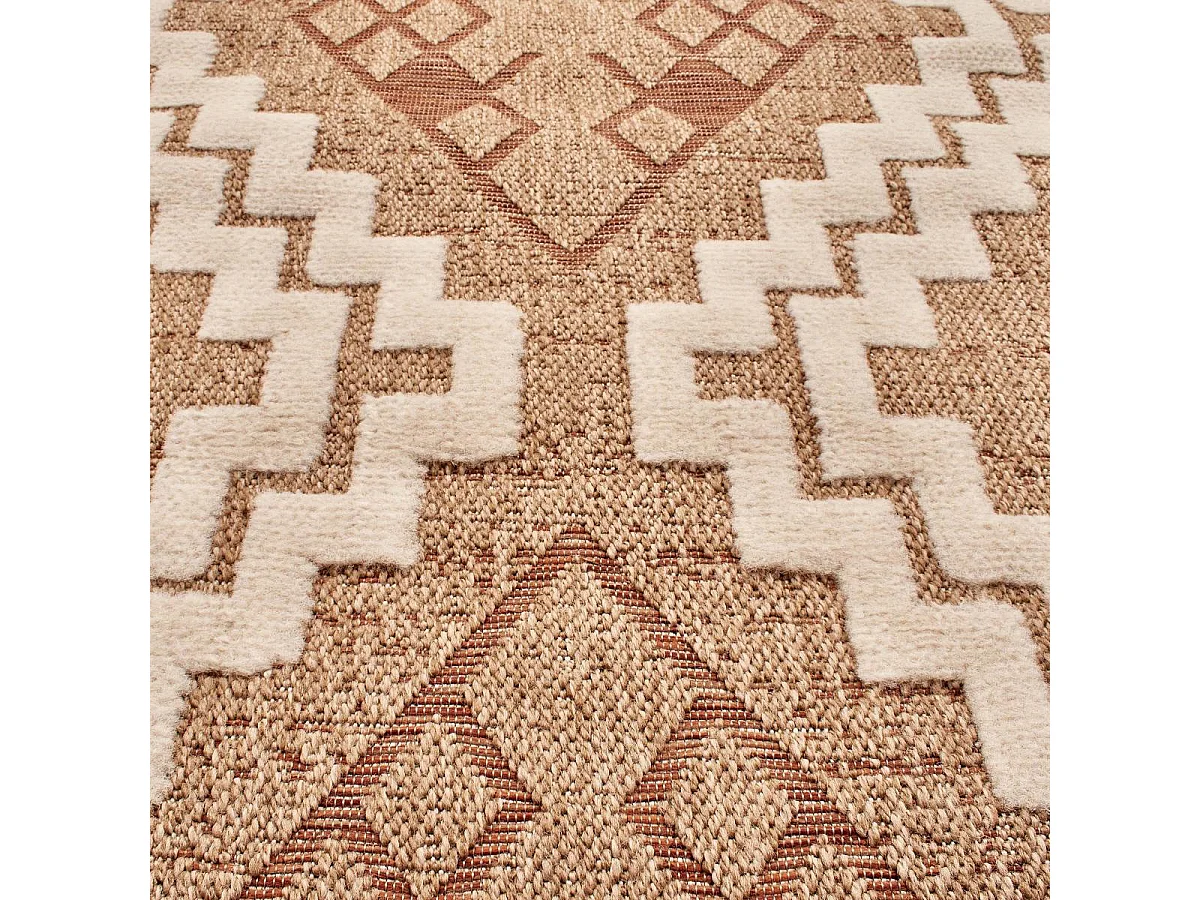 Tapis extérieur 60x90 tissé kilim marron et rouge ZEPHYR