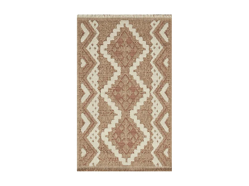 Tapis extérieur 60x90 tissé kilim marron et rouge ZEPHYR