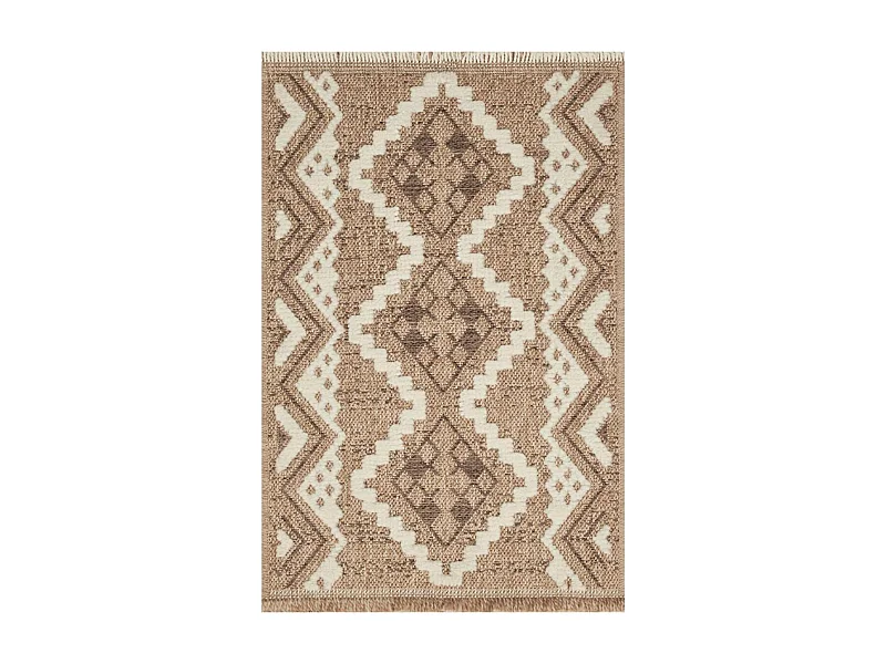Tapis extérieur 60x180 tissé kilim marron et gris ZEPHYR