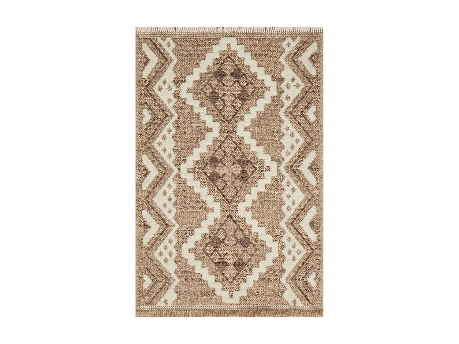 Tapis extérieur 60x180 tissé kilim marron et gris ZEPHYR