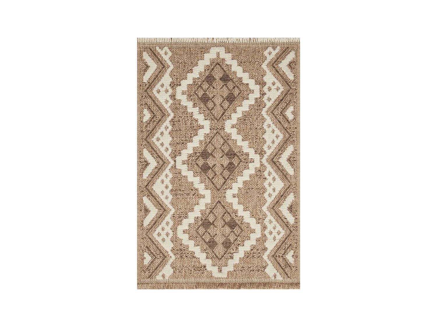 Tapis extérieur 60x180 tissé kilim marron et gris ZEPHYR