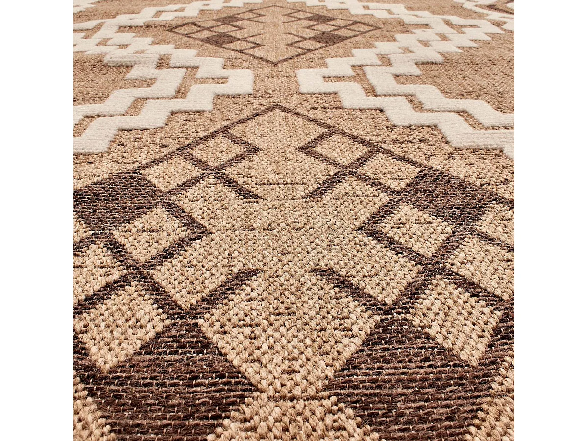 Tapis extérieur 160x230 tissé kilim marron et gris ZEPHYR