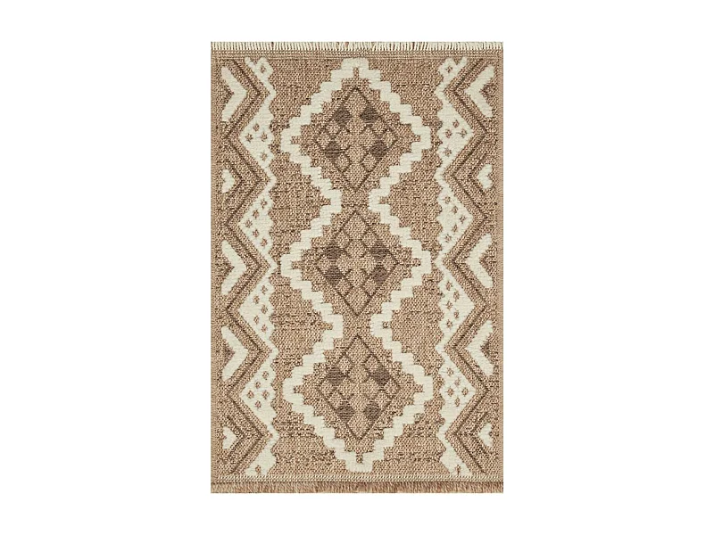 Tapis extérieur 120x170 tissé kilim marron et gris ZEPHYR