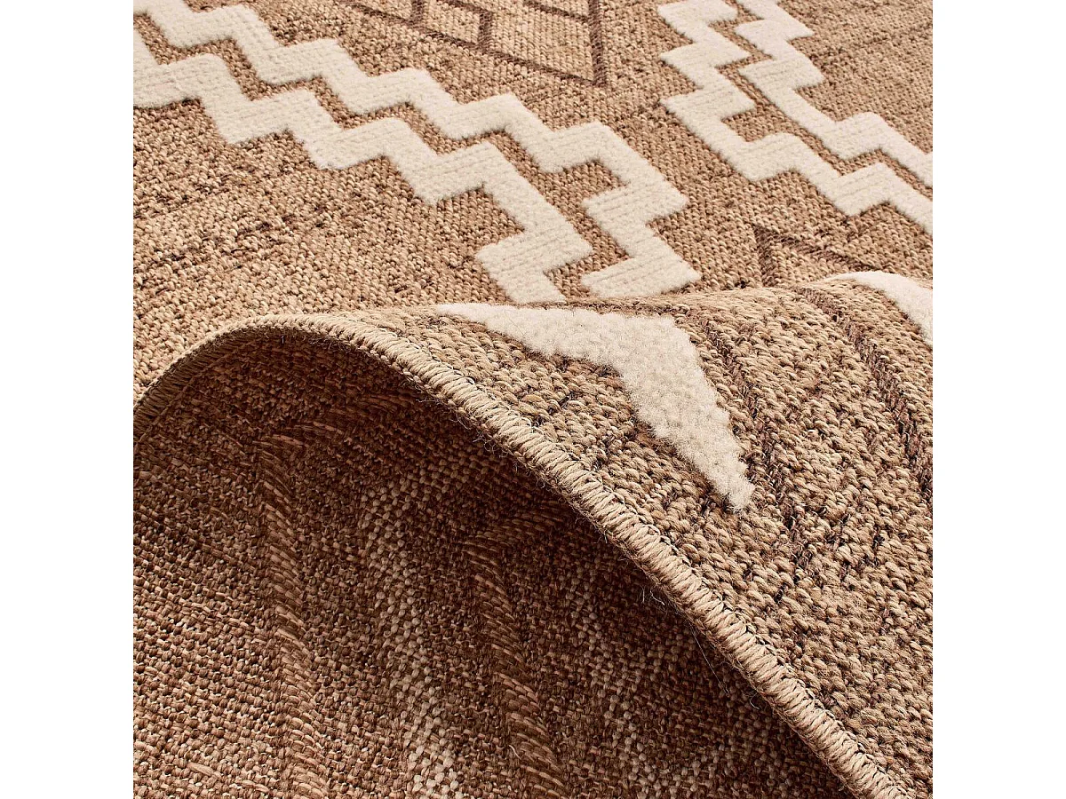 Tapis extérieur 120x170 tissé kilim marron et gris ZEPHYR