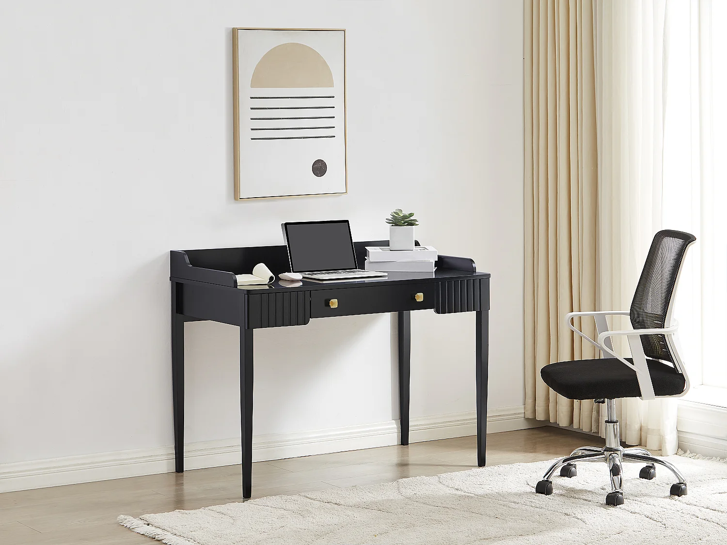 Bureau console avec 1 tiroir - MDF - Noir mat - RENEVI de Pascal Morabito