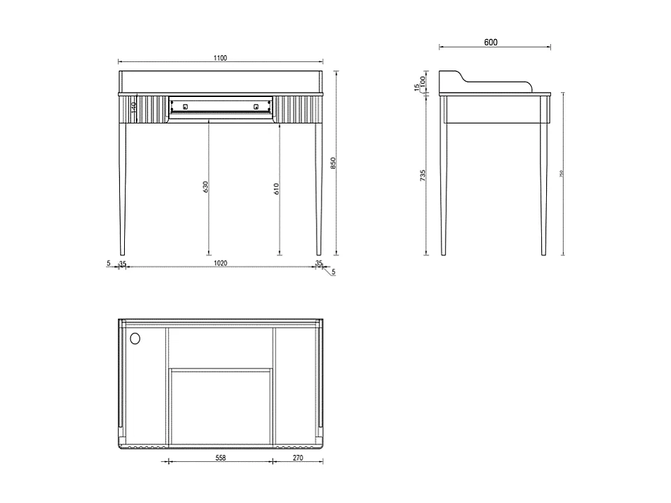 Konsolenschreibtisch mit 1 Schublade - MDF - Schwarz matt - RENEVI von Pascal Morabito