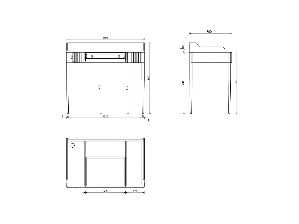 Mesa consola con 1 cajón - MDF - Negro mate - RENEVI de Pascal Morabito