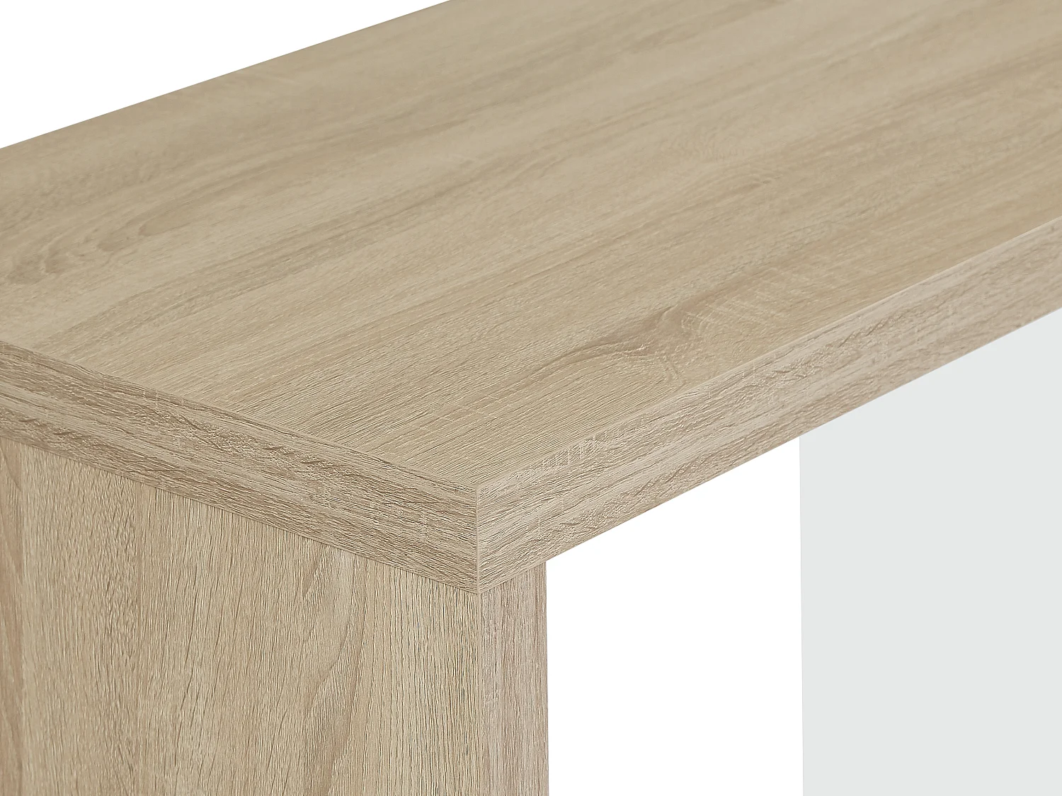 Bureau avec 1 tiroir et 1 placard - Coloris : Naturel et blanc - ACUNEZA