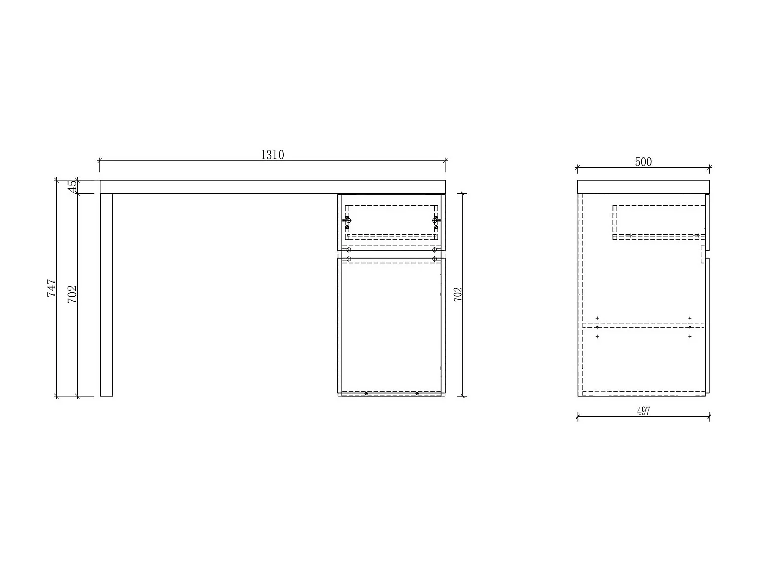 Bureau avec 1 tiroir et 1 placard - Coloris : Naturel et blanc - ACUNEZA