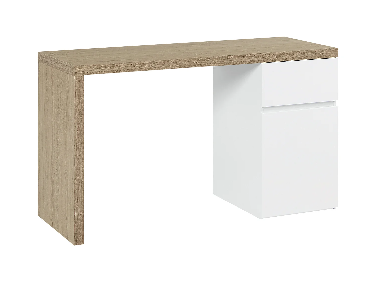 Scrivania con 1 cassetto e 1 armadio  Naturale e Bianco  - ACUNEZA