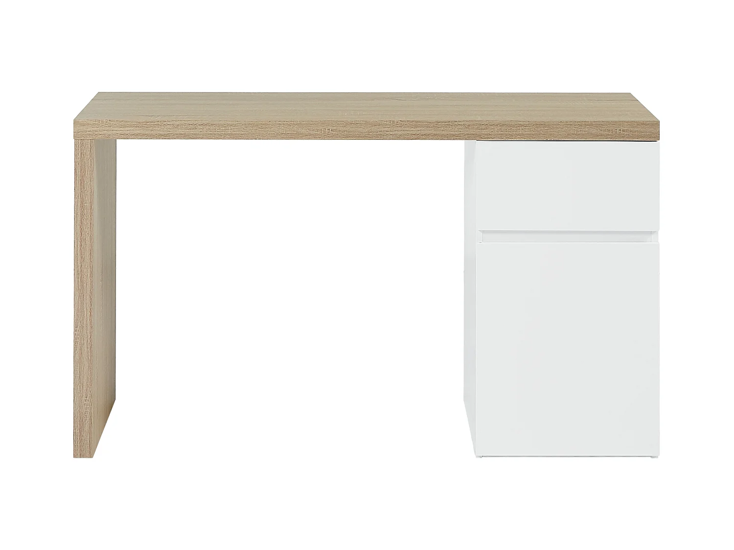 Scrivania con 1 cassetto e 1 armadio  Naturale e Bianco  - ACUNEZA