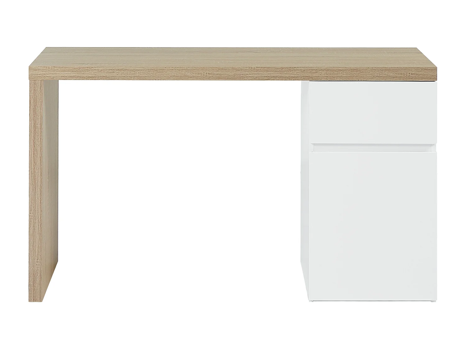 Schreibtisch mit 1 Schublade & 1 Schrank - Holzfarben & Weiß - ACUNEZA