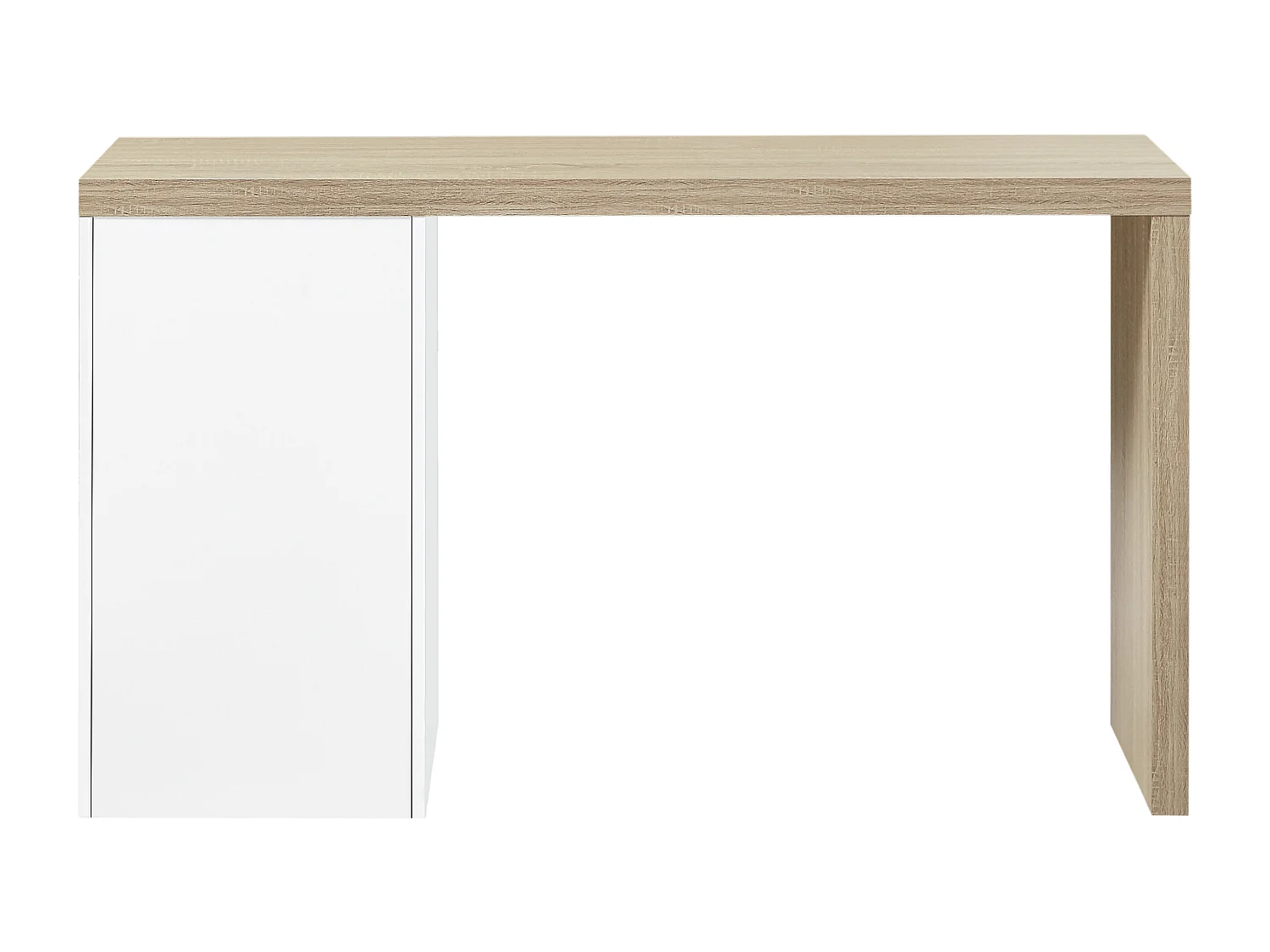 Schreibtisch mit 1 Schublade & 1 Schrank - Holzfarben & Weiß - ACUNEZA