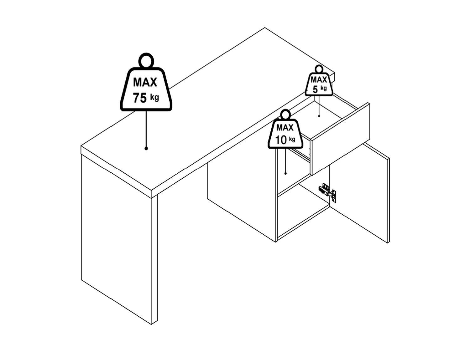 Schreibtisch mit 1 Schublade & 1 Schrank - Holzfarben & Weiß - ACUNEZA