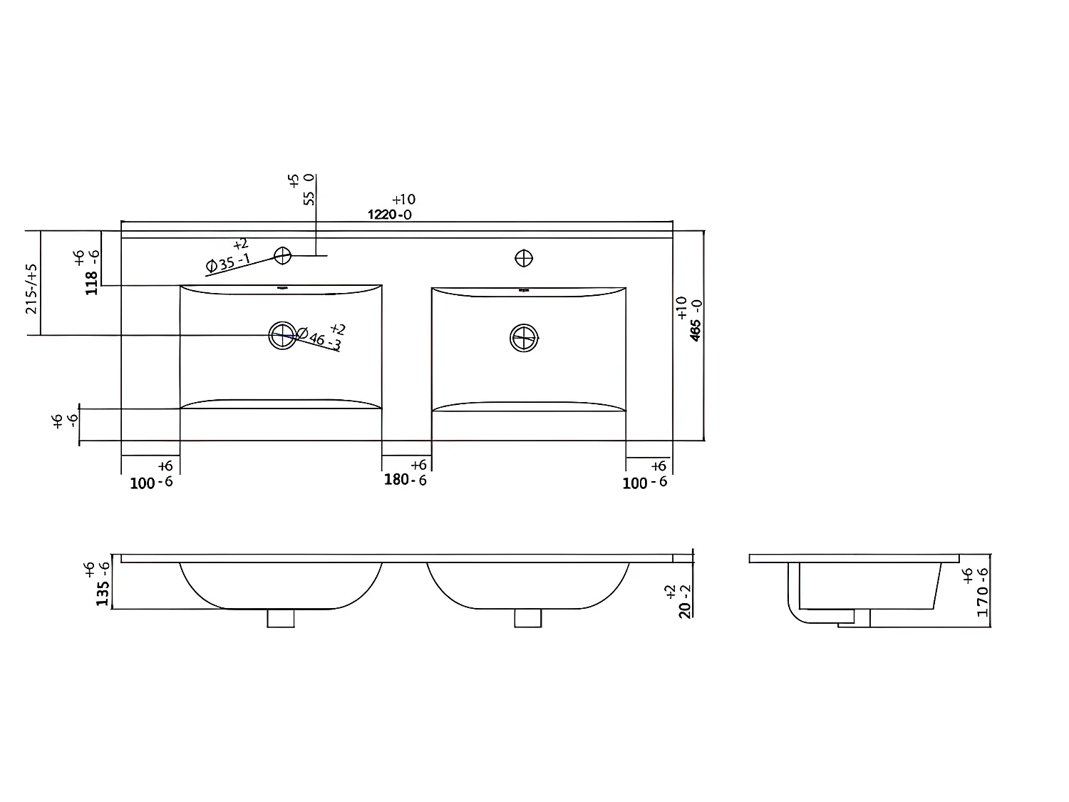 Mobile per bagno sospeso con scanalature e lavabo da incasso 120 cm Nero - ZEVARA
