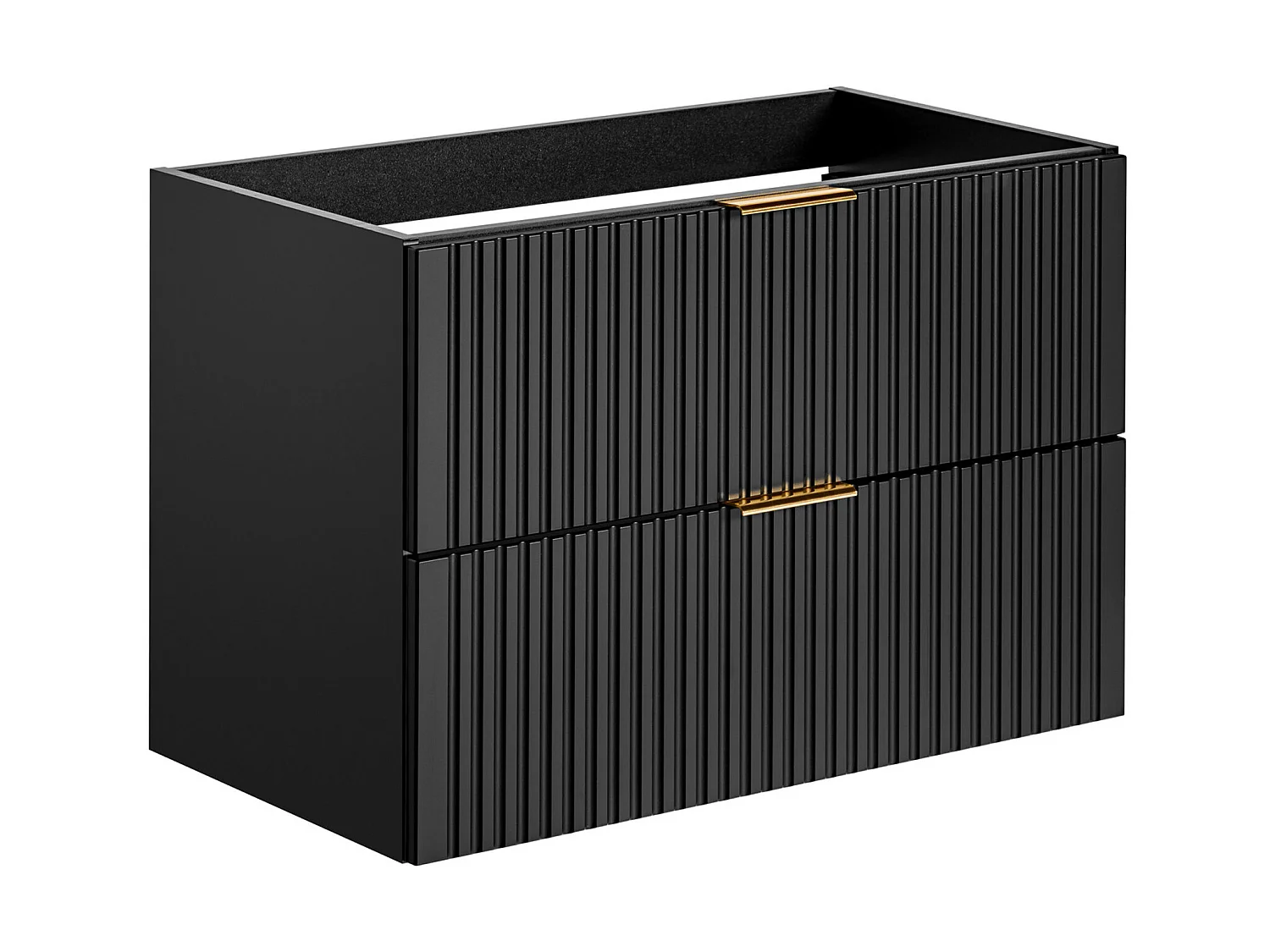 Waschbeckenunterschrank hängend mit Einbauwaschbecken - Streifenoptik - Schwarz - 80 cm - ZEVARA