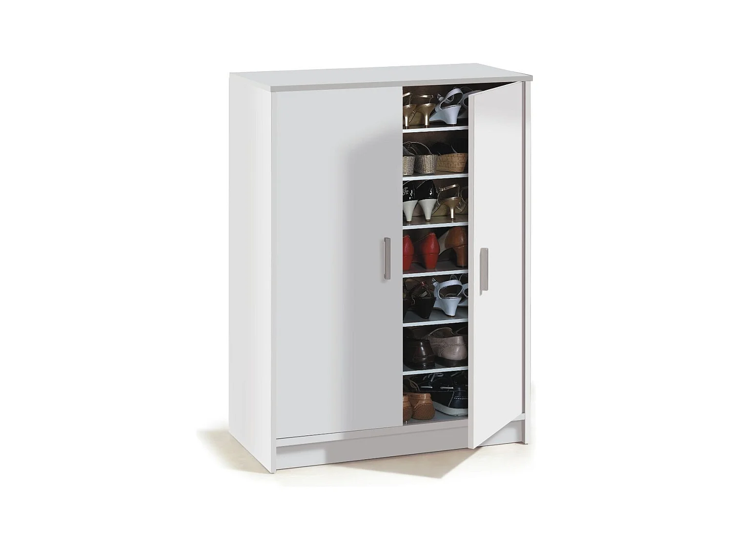 Schuhschrank mit 2 Türen und 6 Aufbewahrungsfächern Basic - L101 cm
