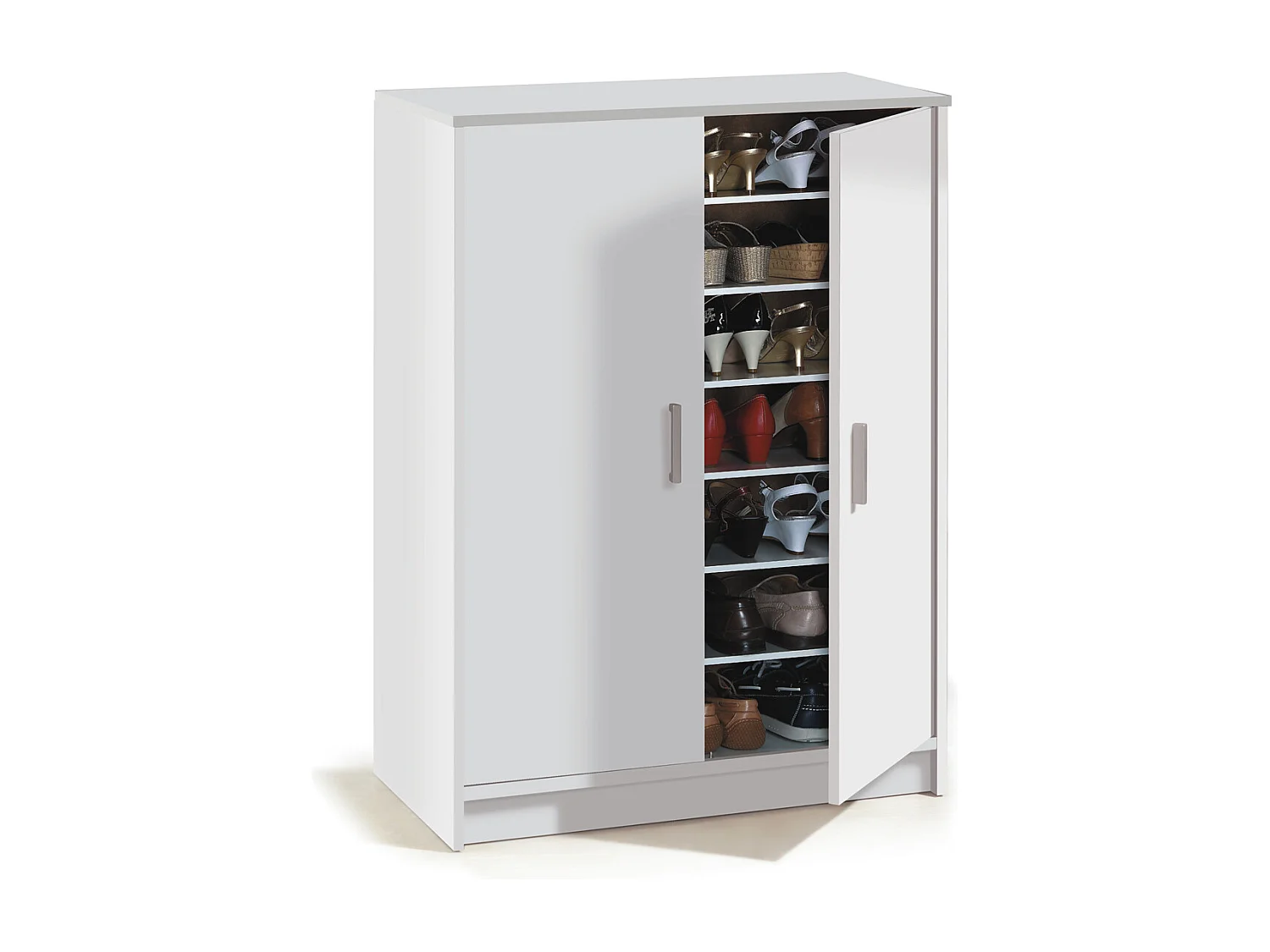 Armoire à chaussures 2 portes et 6 tablettes de rangement Basic - L101 cm