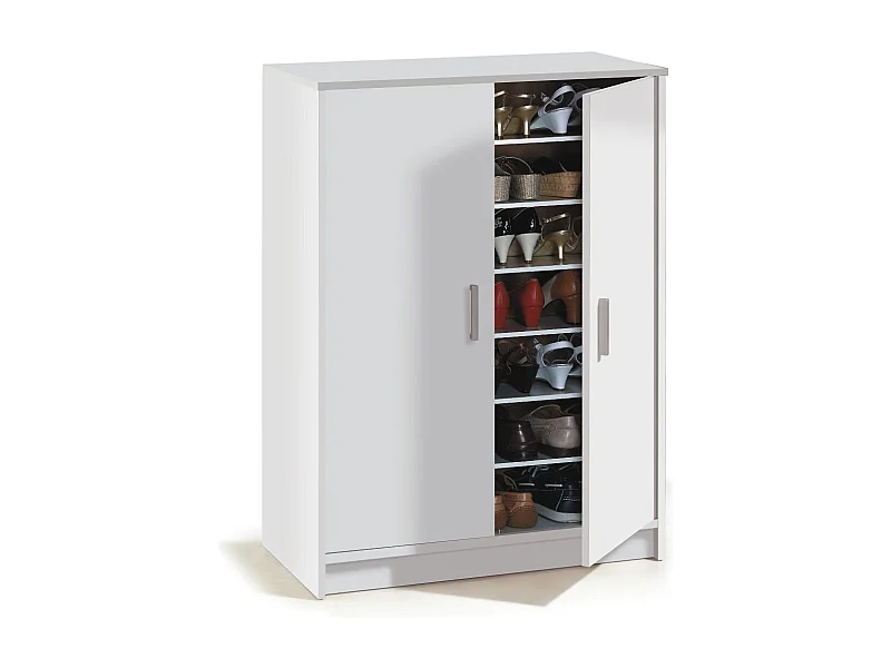 Armoire à chaussures 2 portes et 6 tablettes de rangement Basic - L101 cm