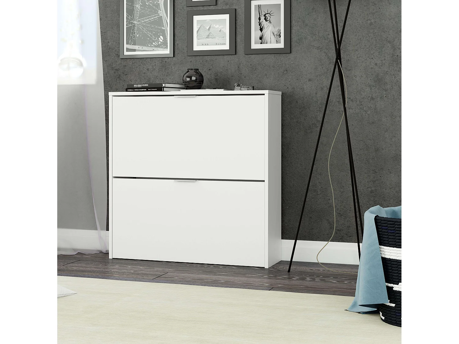 Mueble zapatero de 2 puertas abatibles - L75 cm