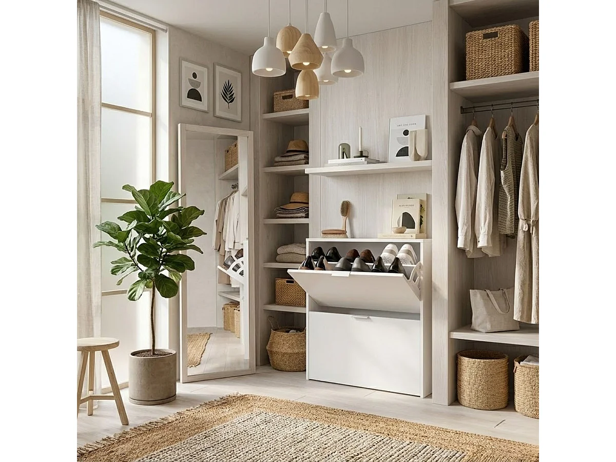 Mueble zapatero de 2 puertas abatibles - L75 cm