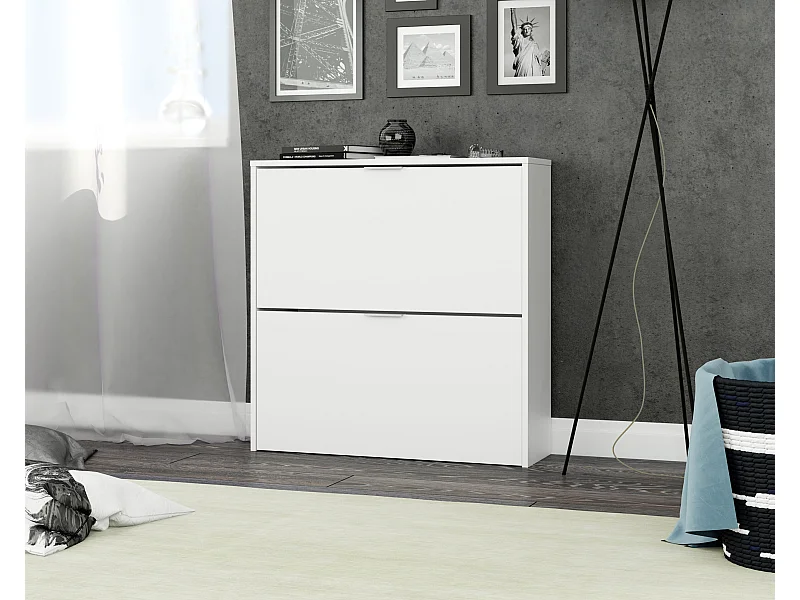 Mueble zapatero de 2 puertas abatibles - L75 cm