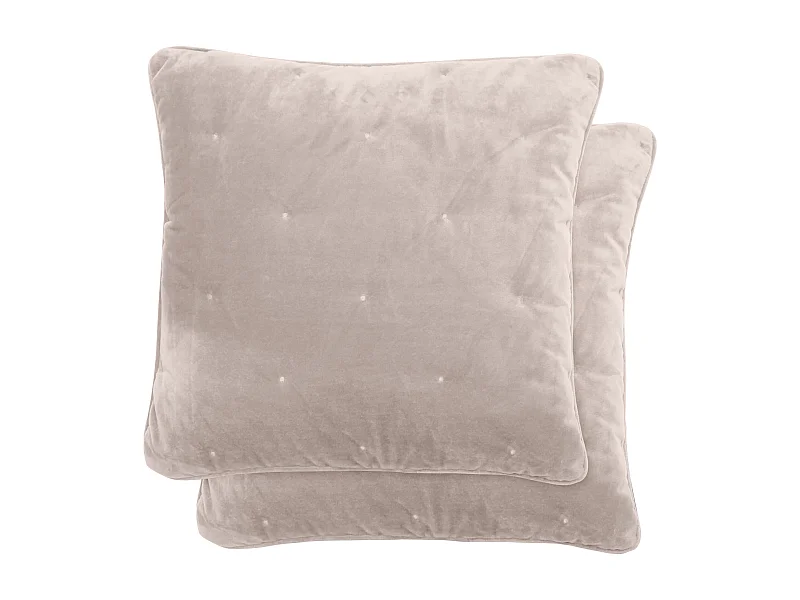 Housse de coussin 45x45 GIPSY velours piquage points brodés blanc Naturel