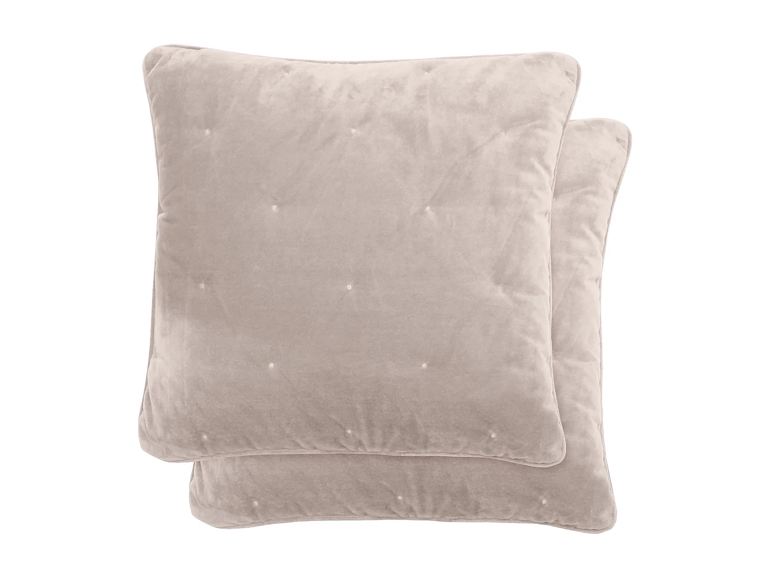 Housse de coussin 45x45 GIPSY velours piquage points brodés blanc Naturel