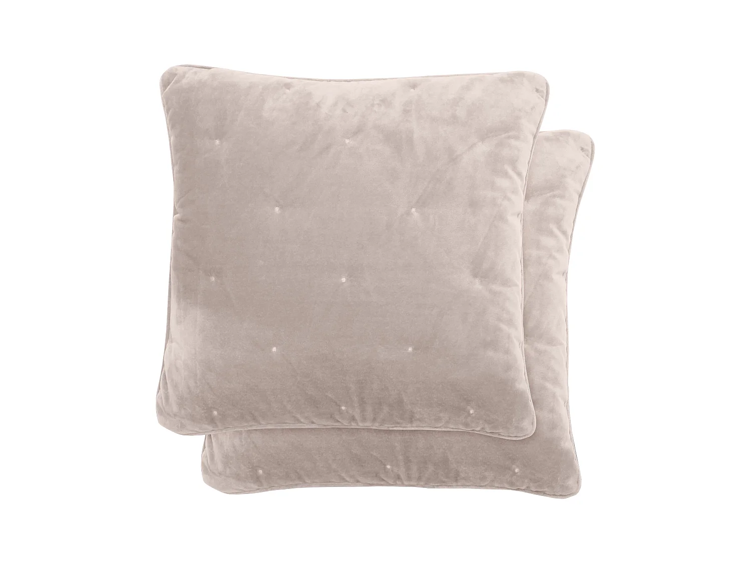 Housse de coussin 45x45 GIPSY velours piquage points brodés blanc Naturel
