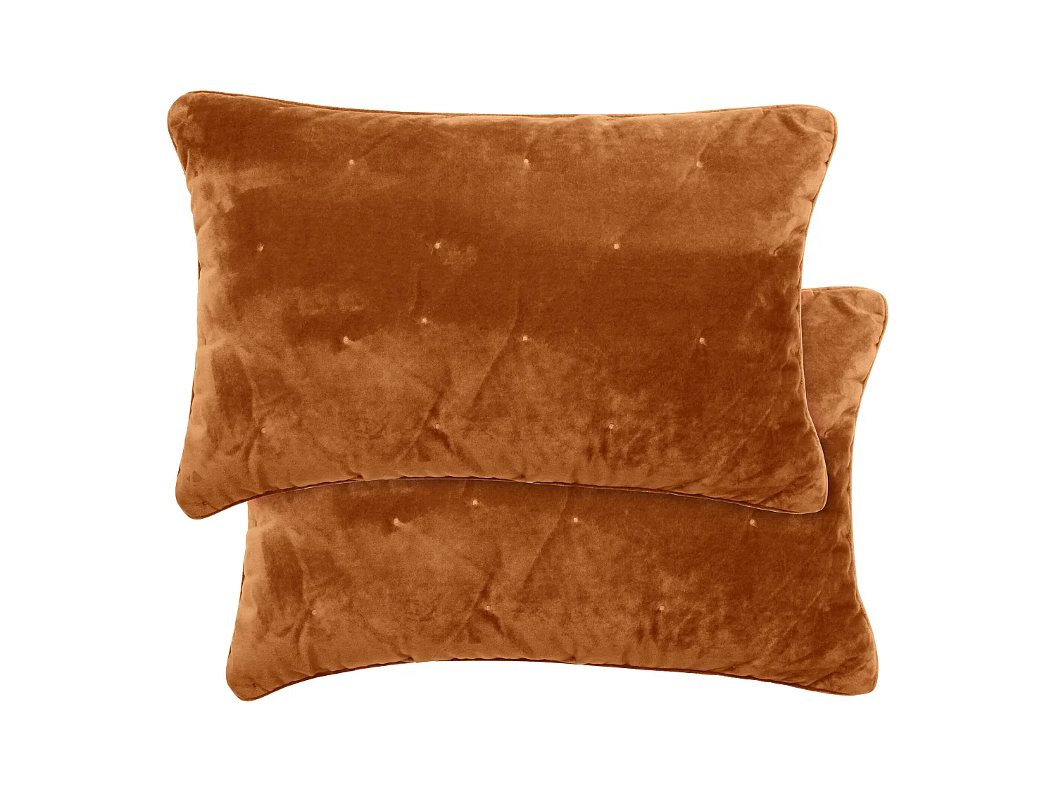 Housse de coussin 40x60 GIPSY velours piquage points brodés marron Camel