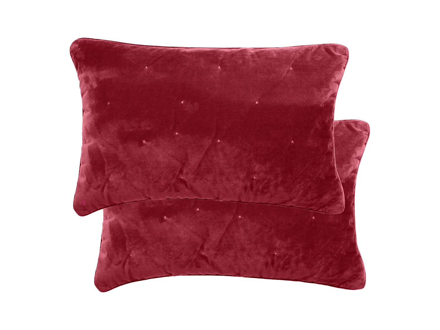 Housse de coussin 40x60 GIPSY velours piquage points brodés rose Pourpre